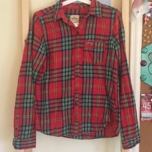 Red long sleeve flannel shirt